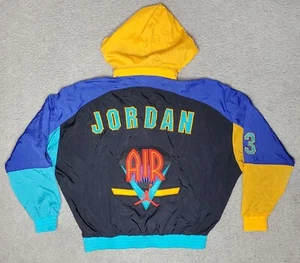 Vintage 90s Nike Authentic Air Jordan Windbreaker Jacket Color Block Large 1990s - Picture 1 of 6