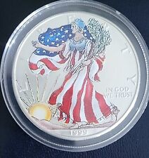 Rare 1999 American Eagle   1oz .999 Fine Silver Colorized Dollar * FREE SHIPPING