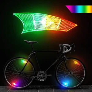 2x LED Radlichter Speichenlichter für Fahrradreifen reflektierende Lichtbrechung - Bild 1 von 17