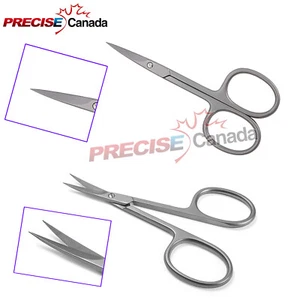 2 Manicure Scissors for Professionals, Sharpened Cuticle Scissors Straight & CVD - Picture 1 of 3