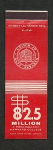Harvard Club of Boston MA unbenutzt Vintage Front Strike College Matchcover  - Bild 1 von 1