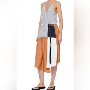 TIBI Women Camille Collage Faux Wrap Slip Dress Colorblock Terra Multi Size 12 - Picture 1 of 10