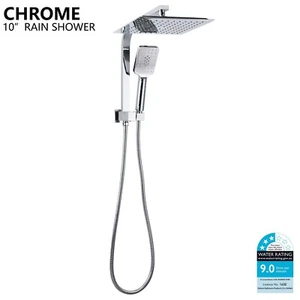 WELS Square 10" Rain Shower Head Rose 3 Mode Handheld 2 In 1 Shower Wall Arm Set - Picture 1 of 14