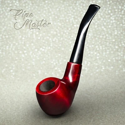 GOLDEN PIPE HAND MADE WOODEN SMOKING PIPE for TOBACCO no 50 Red + Filter