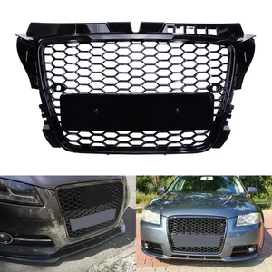 For 08-12 Audi A3 8P S3 RS Style Gloss Black Honeycomb Mesh Front Bumper Grille - Bild 1 von 9