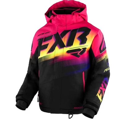 FXR Youth Child Boost Snowmobile Jacket HydrX YKK Winter Black/Neon Fusion - Image 1 of 4