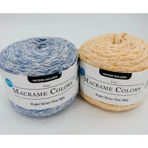 2 Macrame Colors Yarn by Loops and Threads Cornflower Blue Marl Yellow Marl - Picture 1 of 7