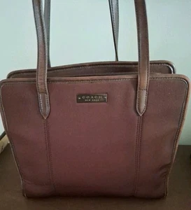 VINTAGE COACH NEOPRENE Brown DOUBLE STRAP S SHOULDER TOTE BAG 6206 Y2K - Picture 1 of 8