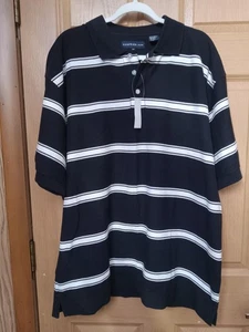 Seigfreid & Company Mens Sz Xxl Black Striped Polo Shirt Nwt - Picture 1 of 8