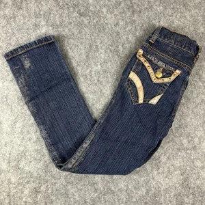 Hannah Montana Disney Girls Jeans Metallic Glitter Accent Denim Pants Y2K Sz 7 - Picture 1 of 12