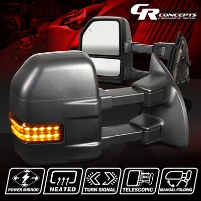 ESPEJO RETROVISOR DE REMOLQUE LATERAL CON SEÑAL LED + CALEFACCIÓN + ALIMENTACIÓN PARA FORD F250 SUPER DUTY 2008-2016 Foto 1 de 4