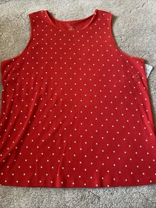 CJ Banks 2X Red/Stars Sleeveless Satin Trim Crewneck Tank New w/tag - Picture 1 of 1