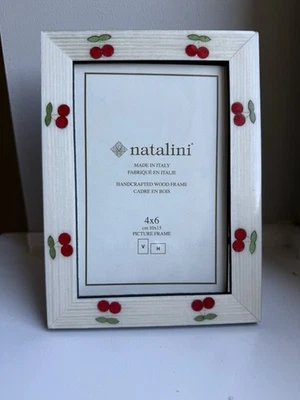 NEW NATALINI GLOSSY 4 X 6 PICTURE PHOTO FRAME WOOD MADE IN ITALY CHERRIES - Image 1 of 4