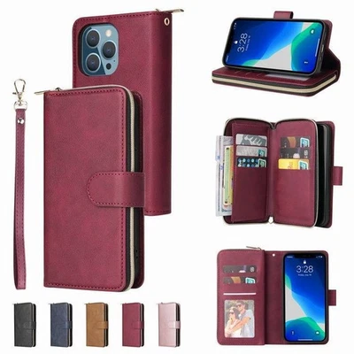 XYFENGHUA Zip Wallet Coin Card Purse Leather Case Cover For Samsung S24 FE S23 S21 A16 A55
