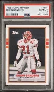 Tarjeta de novato Deion Sanders 1989 Topps negociada #30T PSA 10 GEMA COMO NUEVA RC Falcons - Imagen 1 de 2