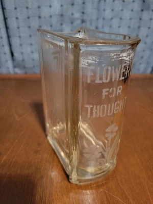 Jarrón libro de vidrio vintage RARO flores grabadas al ácido para decoración de amantes del pensamiento Foto 1 de 4