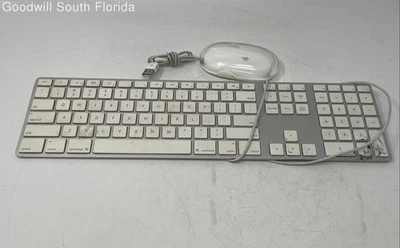 Apple White Portable Standard Wired Keyboard & Mouse Not Tested - Image 1 of 4