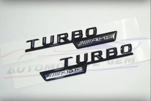 para emblema turbo amg guardabarros brillo negro insignia logotipo pegatina CLA45 GLA45 A45 - Imagen 1 de 2