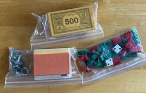 Monopoly $$ 8 Tokens,  2 White Dice, Houses, Property, Chance & Community Cards - Picture 1 of 5