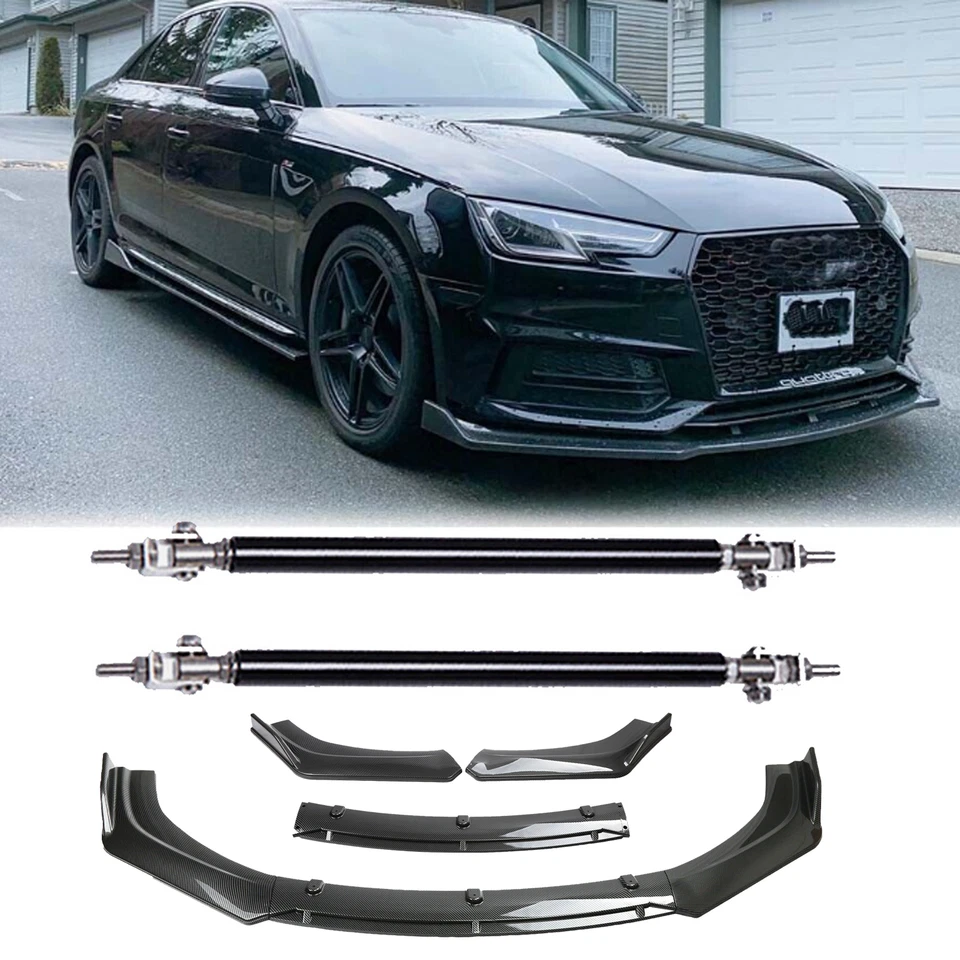 For Audi A4 B9 Sedan Front Bumper Lip Splitter Spoiler Kit Carbon Fiber Body Kit - Image 1 of 4