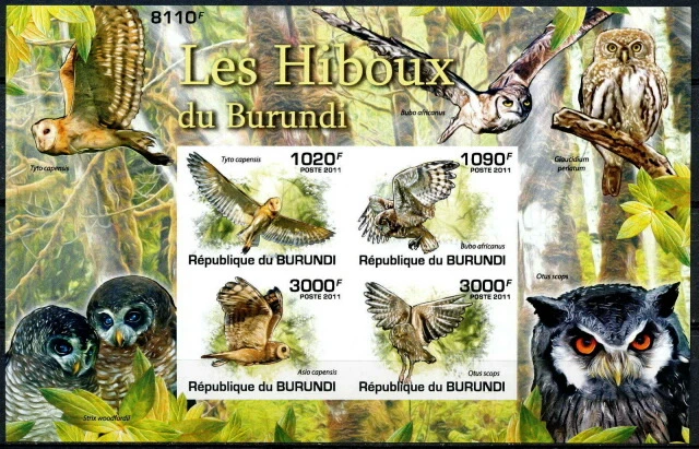 BURUNDI 2011 MNH Imperf SS, Eurasian scops, Spotted Eagle Owls, Birds of Prey - Image 1 of 1