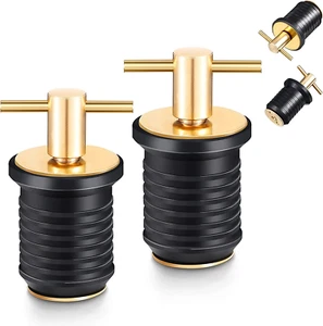 2 Pieces T-Handle Drain Plug Twist-Turn Marine Boat Drain Plugs Rubber Plugs wit - Picture 1 of 7
