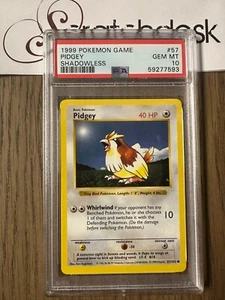 PSA 10 - Pokemon PIDGEY 57/102 - SHADOWLESS BASE SET - GEM MINT - Picture 1 of 2