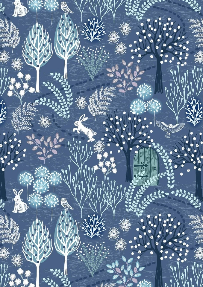1.6m Secret Winter Garden in Nordic Blue by Lewis & Irene A656.2, 100% Cotton - Image 1 of 1