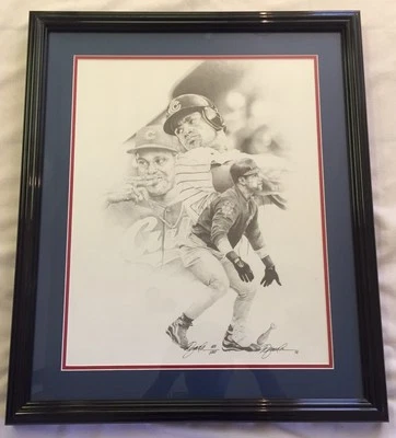 Obra de arte Sammy Sosa impresión en blanco y negro 1998 LE enmarcada 22x26 pulgadas Foto 1 de 4