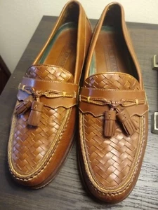 H.S. TRASK Men's Tassel Slip On Dress Loafers, Size 12M, Leather Upper & Sole - Picture 1 of 4