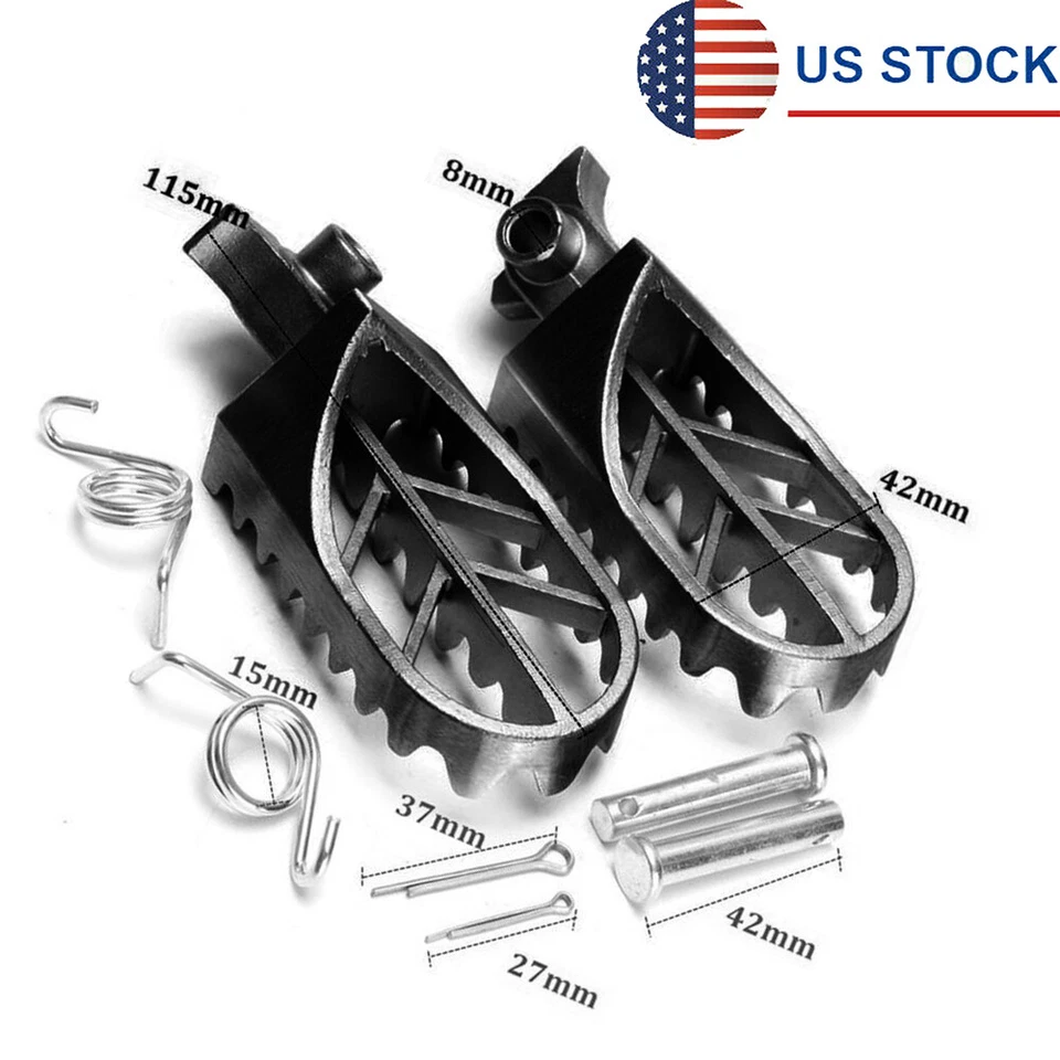 2x Reposapiés de estriba de motocicleta para Honda Kawasaki Yamaha Suzuki negro ENVÍO EN EE. UU. Foto 1 de 4