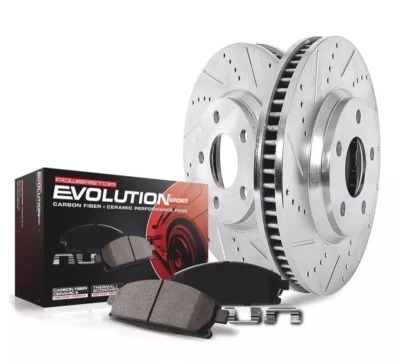 Kit de freno delantero ranurado perforado cruzado Powerstop con pastillas para Subaru Impreza Foto 1 de 4