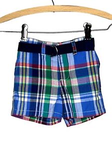 NWT~ Ralph Lauren sz 6 mths Boys Plaid multi color belted Shorts D3