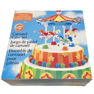 Vintage Wilton Carousel Cake Set 15 Piece Merry Go Round Horses Dessert Topper - Picture 1 of 12