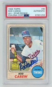 ROD CAREW Minnesota Twins signiert 1968 Topps 2. Jahr Baseballkarte #80 PSA AUTO - Bild 1 von 2