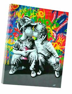 Love Is The Answer Wall Graffiti  Pop Art Banksy Style Re Print on Framed Canvas