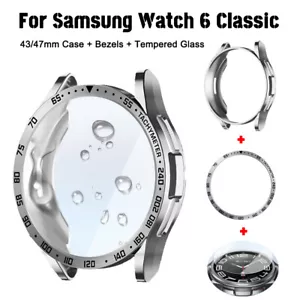 For Samsung Watch 6 Classic 43/47mm Tempered Glass +Bezel + Protector Cover Case - Picture 1 of 37