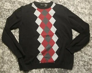 Suéter AXCESS Para Hombre Talla Mediana - Negro Rojo Gris - Argyle Manga Larga Cuello Redondo - Imagen 1 de 7