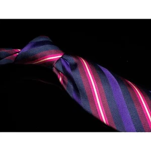 Neu ohne Etikett Massimo Cecchini Designer-Herrenkrawatte 100 % Seide lila pink gestreift - Bild 1 von 5