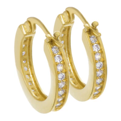 Pendientes enchapados en oro a presión con bisagras de aro Huggie para hombre y mujer HE 921 G Foto 1 de 3