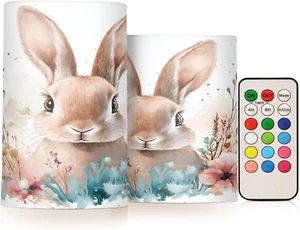 Rabbit Flower Bunny Flameless Candles Flickering LED Candles with Remote Timer B - Picture 1 of 12