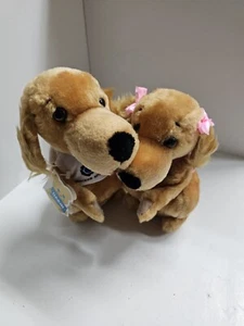 Pair 1981 Crocker Spaniel Cocker Plush Stuffed Dogs Crocker National Bank HD3 - Picture 1 of 9