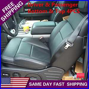 Fits For 2004 2005-2008 Ford F150 Leather Seat Cover Front Bottom & Top Black