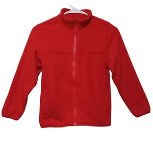 Boy kid polar fleece track jacket full zip softshell red size M 7-8 yrs - Picture 1 of 7