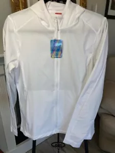 Aleteo Wang White Hooded & Long Sleeved Zip up Jacket UPF 50+ Light Weight Airy! - Picture 1 of 9