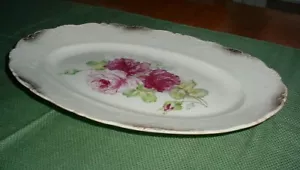 Antike La Belle China Platte Teller WP Wheeling Keramik Serviertablett mit Rosen - Bild 1 von 11