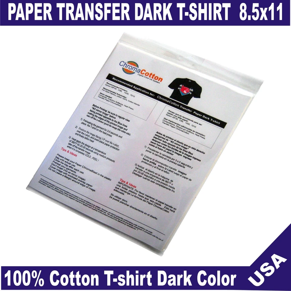 10 Sheets One Step Opaque Transfer Paper 8.5X11 for Black-Dark T-shirt  Cotton - Image 1 of 1