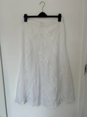 Windsmoor White 100% Linen Midi/maxi  Skirt Size 12 Zip Closure Vintage - Image 1 of 4