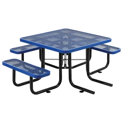 Mesa de picnic cuadrada accesible para silla de ruedas de 46" montaje en superficie azul Foto 1 de 4