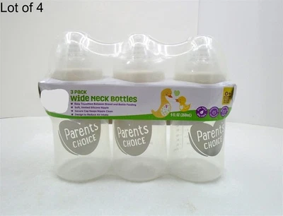  Botella de cuello ancho duradera paquete de 3 pezones de silicona suave sin BPA 9 oz lote de 4 Foto 1 de 2